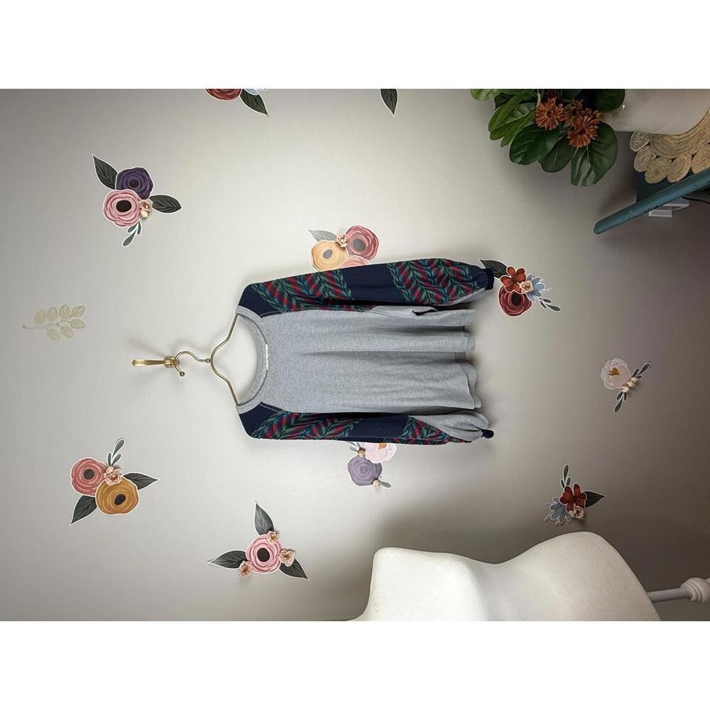 We The Free Rainbow Dream Bohemian Gray Oversized Thermal Sweatshirt - Size - XS